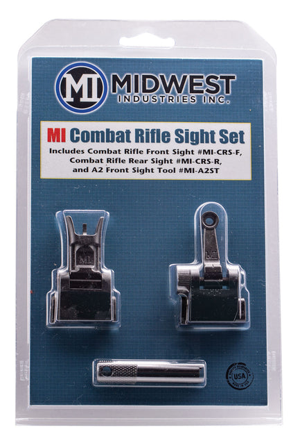 Midwest Industries MICRSSET Combat Rifle Sight Set Black Flip Up Front & Rear For AR-15, M16, M4