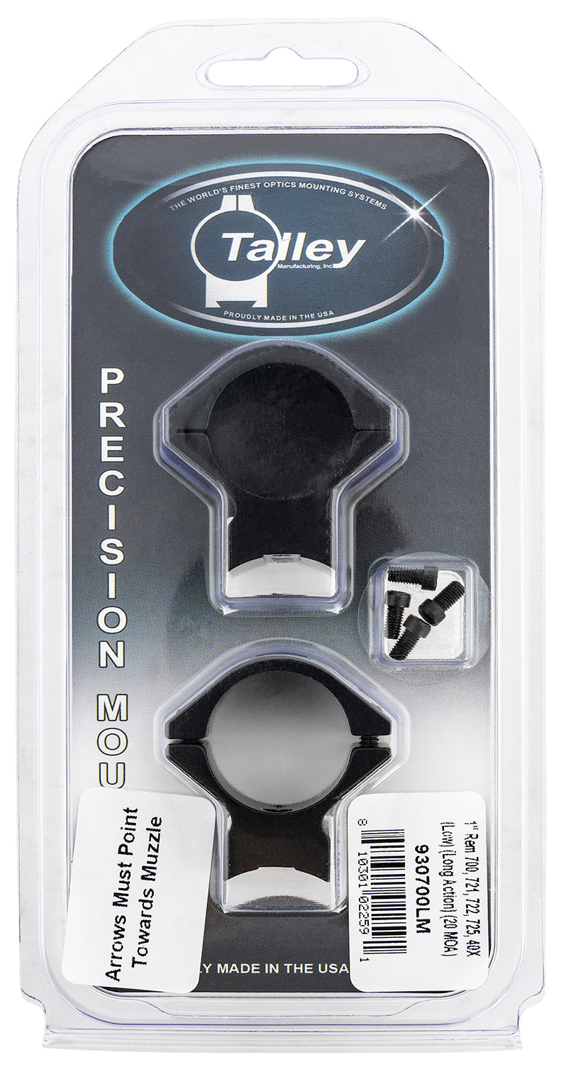 Talley 940700LM Remington 700 Scope Mount/Ring Combo Black Anodized 1" Medium 20 MOA