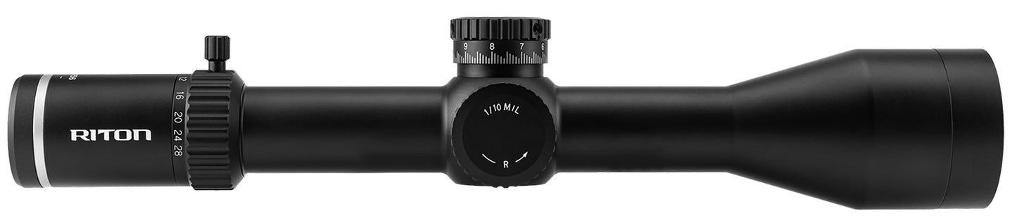 Riton Optics 5C428LFI 5 Conquer Black Hardcoat Anodized 4-28x 56mm 34mm Tube Illuminated Red TPSR Reticle Features Throw Lever