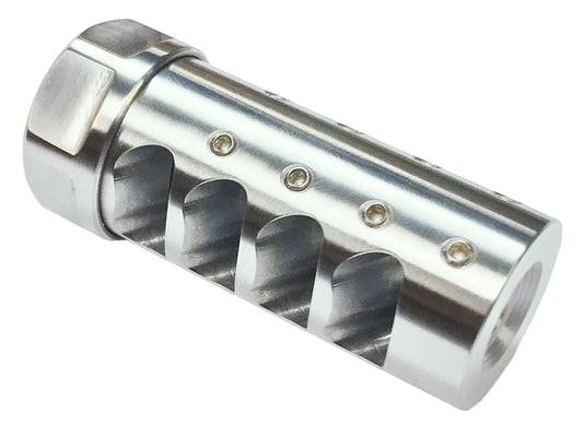 American Precision Arms G3L5838S Gen 3 Little Bastard Self Timing Brake Stainless Steel With 5/8"-24 Tpi Threads, 2.55" OAL & 1" Diameter For 338 Cal Rifle