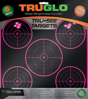 TRUGLO TG11P6 Tru-See Target 5-Bull 12x12 6Pk - Pink