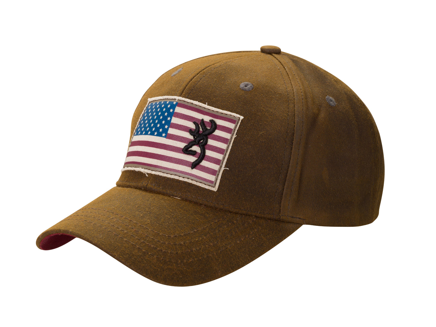 Browning 308776881 Cap Liberty Wax Dark Brown With American Flag Hook