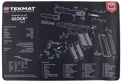 TekMat TEKR17GLOCKG4 Glock Gen4 Cleaning Mat Glock Gen4 Parts Diagram 11