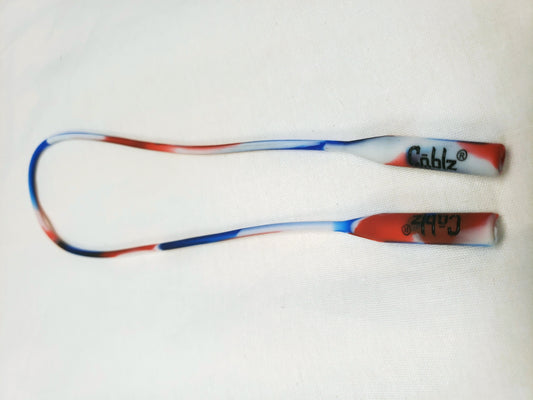 Cablz ZipzMarble Eyewear Retainer-Red, White & Blue Marble