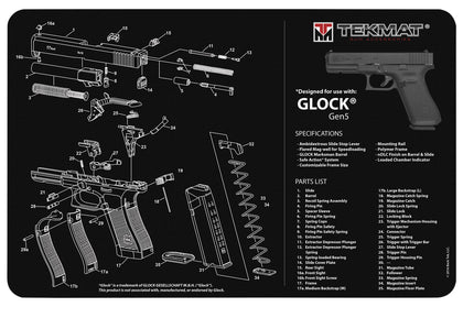 TekMat TEKR17GLOCKG5 Glock Gen5 Cleaning Mat Glock Gen5 Parts Diagram 11