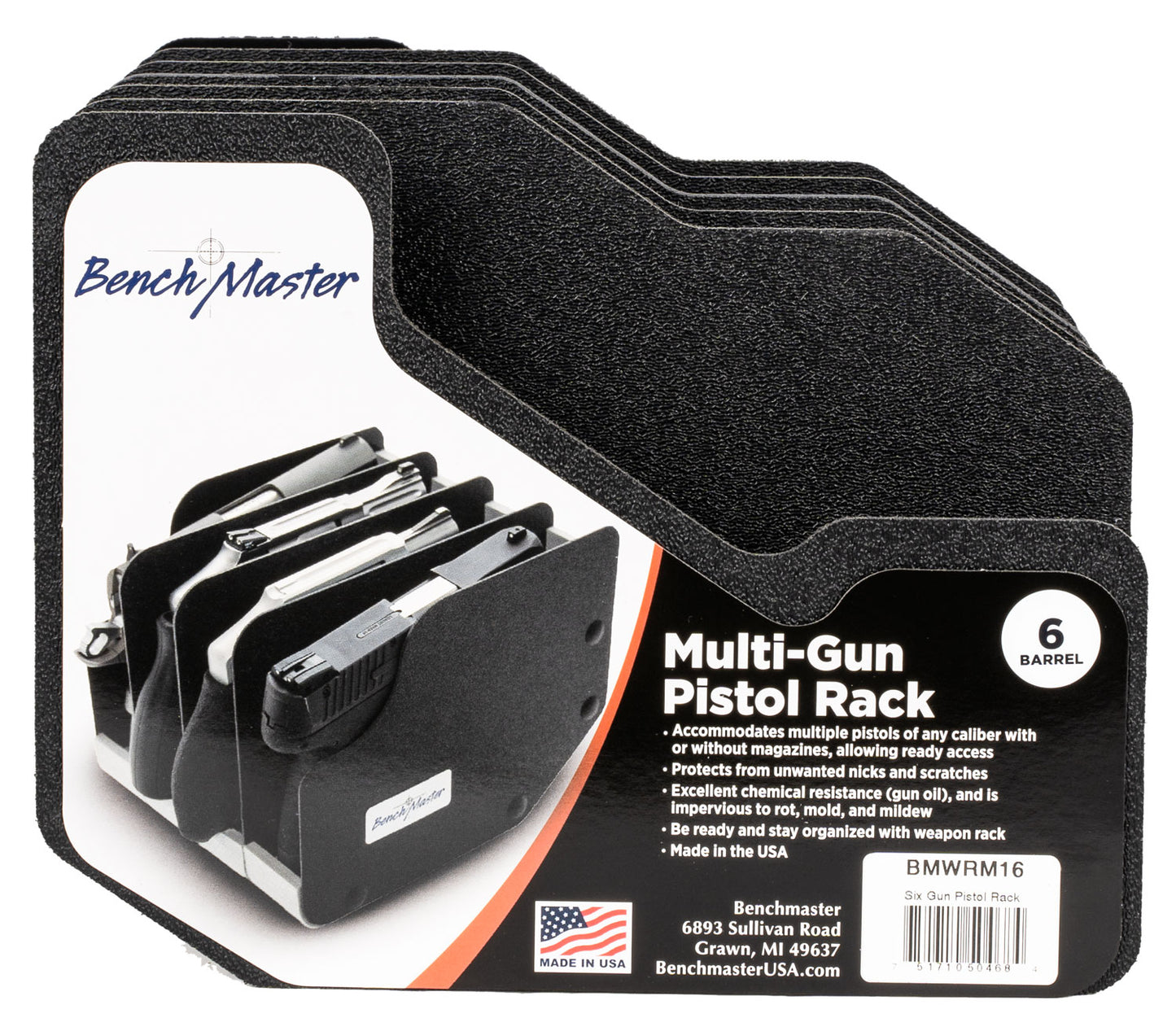 BenchMaster BMWRM16 WeaponRac Kydex Holds 6 Handguns