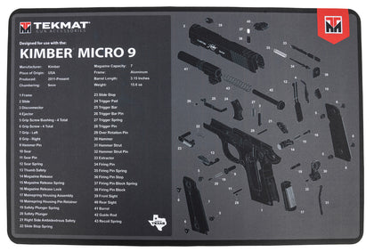 TekMat TEKR17KIMBERMCR9 Kimber Micro 9 Cleaning Mat Kimber Micro 9 Parts Diagram 11