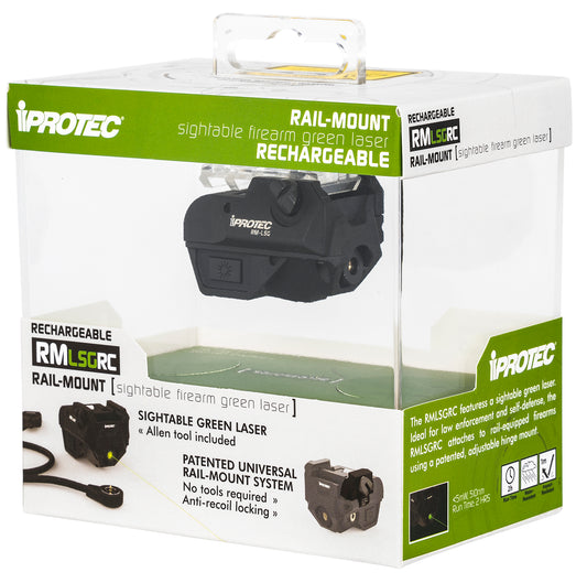 IProtec IPRSPS0001 RMLSG RC Rechargeable 5mW Green Laser With 510 Nm Wavelength & Black Finish For Rail-Equipped Long Guns, Handgun