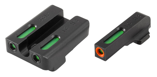 TruGlo TG13SM1PC TFX Pro Black | Green Tritium & Fiber Optic Orange Outline Front Sight Green Tritium & Fiber Optic Rear Sight