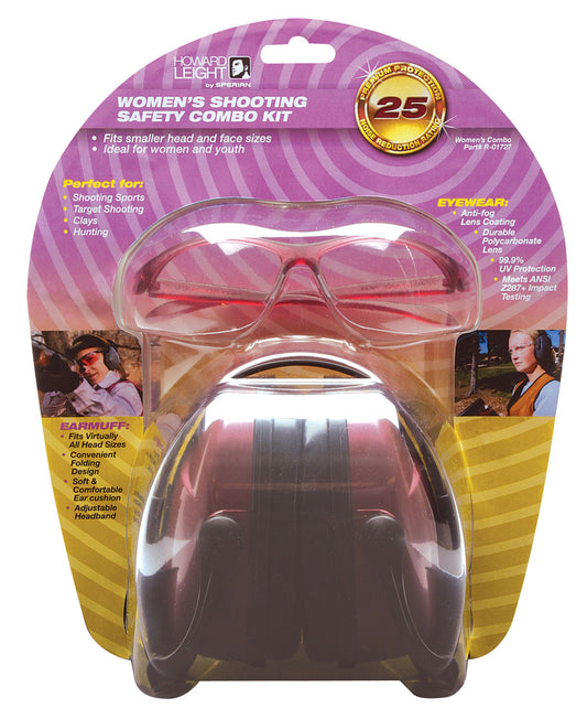 Howard Leight R01727 Womans Shooting Safety Combo 25 DB Over The Head Dusty Rose/Black Women