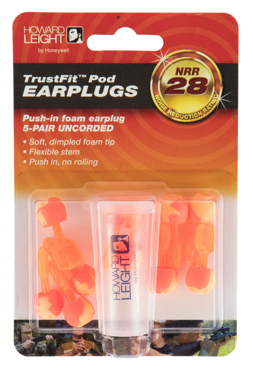 Howard Leight R02236 TrustFit Pod Earplugs Foam 28 DB In The Ear Orange Adult 5 Pair