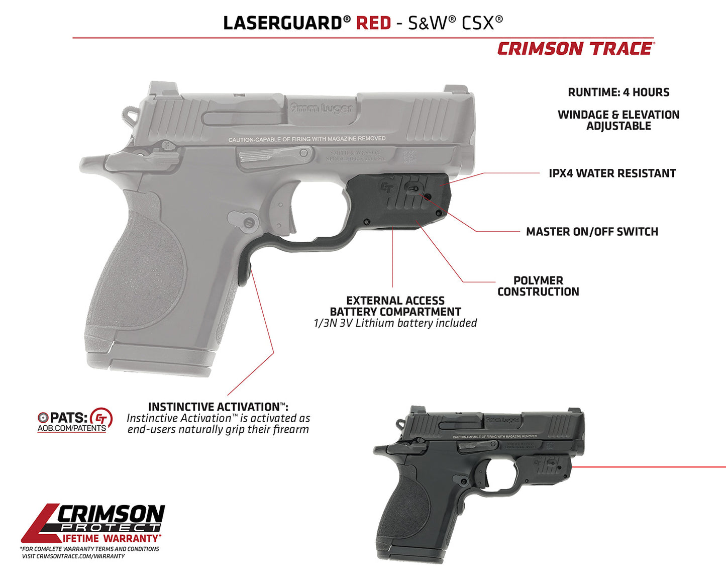 Crimson Trace 013000173 LG-Laserguard CSX Green Black Smith & Wesson