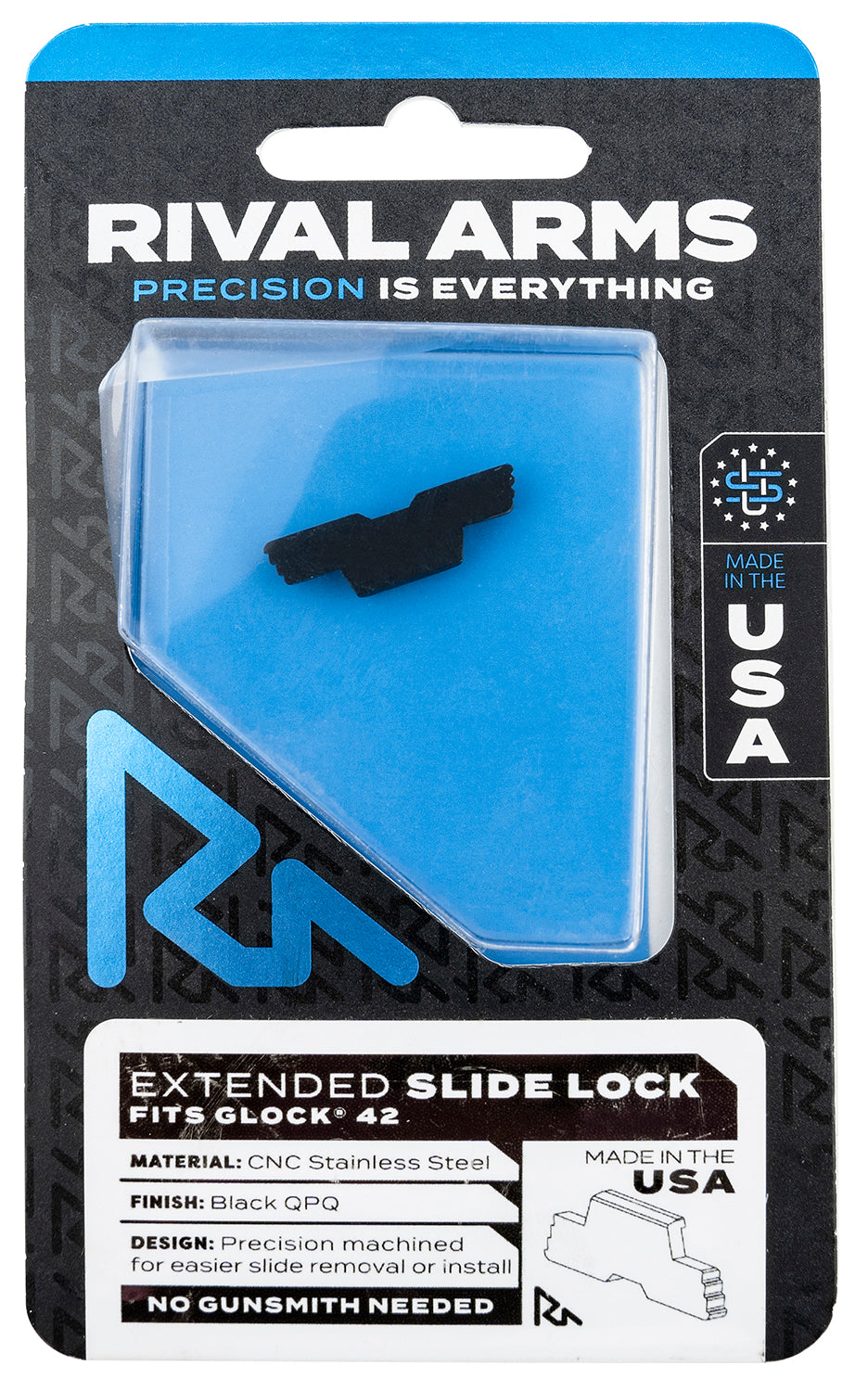 Rival Arms RA-RA80G004A Slide Lock Extended Black QPQ For Glock 42