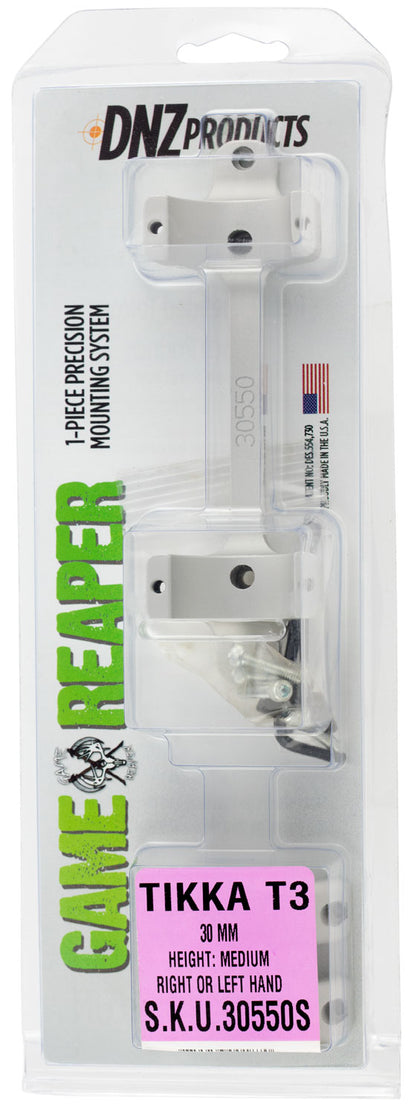 DNZ 30550S Game Reaper-Tikka Scope Mount/Ring Combo Silver 30mm