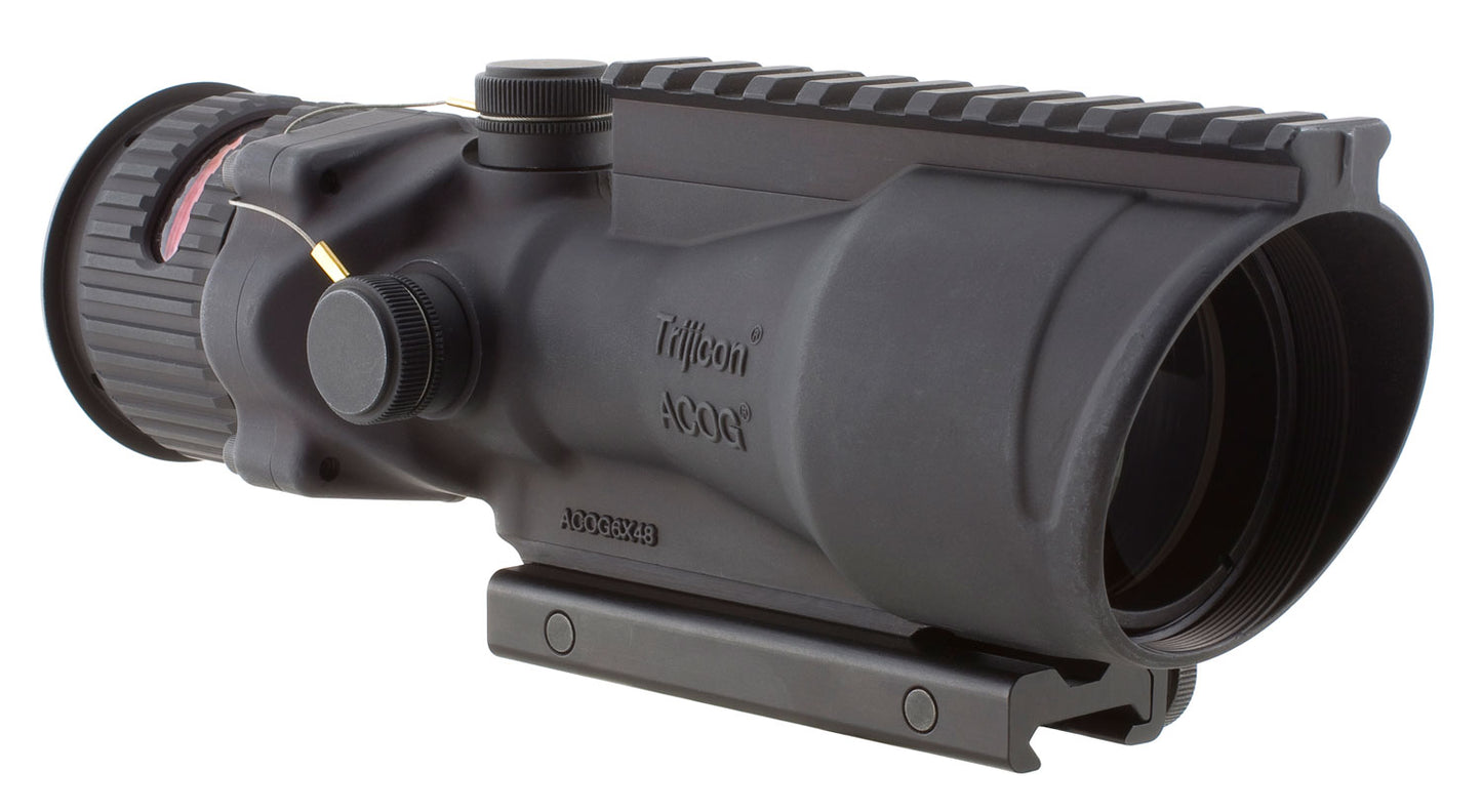 Trijicon 100012 ACOG Black Hardcoat Anodized 6x 48mm Illuminated Amber Chevron .223/5.56 BDC Reticle