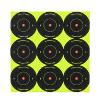 Birchwood Casey 34210 Shoot-N-C Reactive Target Self-Adhesive Paper Air Rifle/Rifle Black/Yellow 9- 2" Bullseye Includes Pasters 12 PK