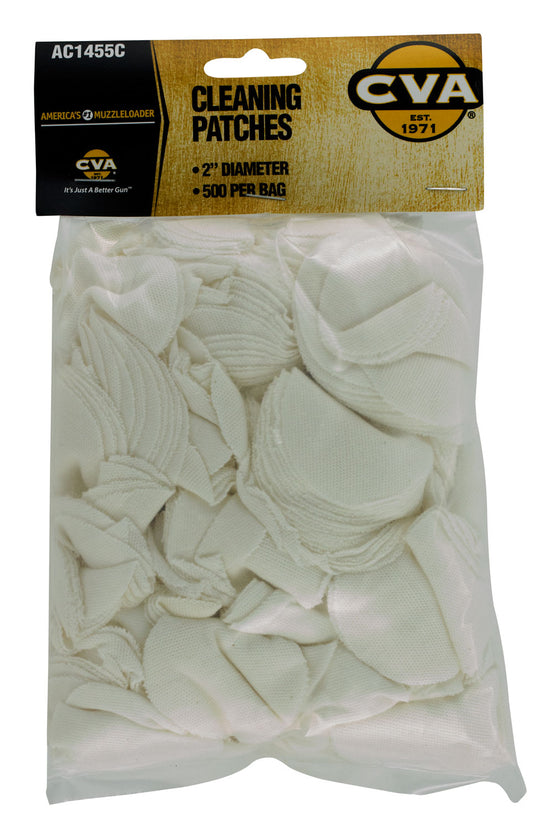 CVA AC1455C Cleaning Patches 2" Cotton 500 Per Pkg