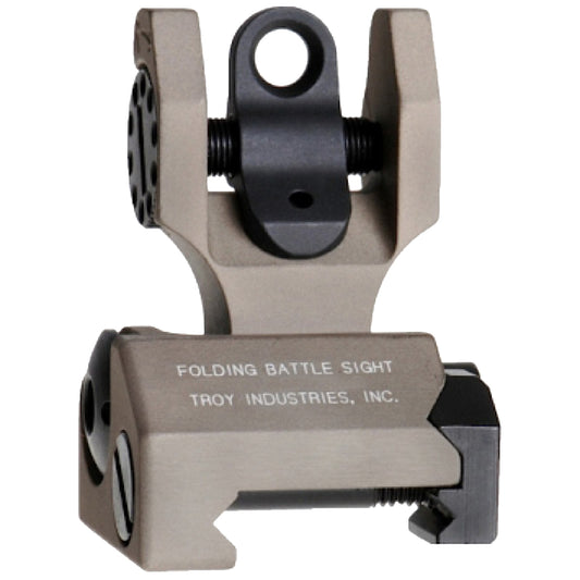 Troy Ind SSIGFBSROFT00 Rear Folding BattleSight Round Flat Dark Earth Folding For AR-15