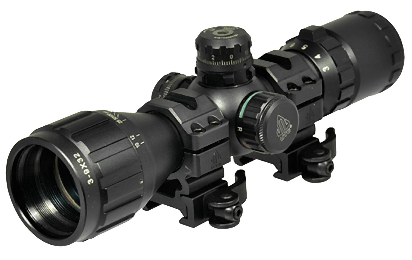 UTG SCP-M392AOLW BugBuster Black Hardcoat Anodized 3-9x32mm 1" Tube Illuminated Red/Green Mil-Dot Reticle