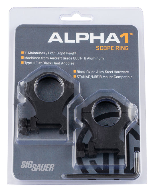 Sig Sauer SOA10022 Alpha1 Scope Rings, 1Inch, Extra High Profile