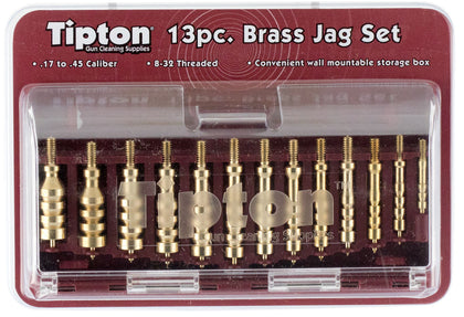 Tipton 749245 Solid Brass Jag 13 Pc Set, .17 To .45 Cal