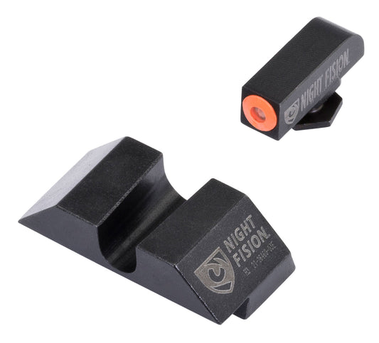 Night Fision GLK001014OGZ Tritium Night Sights For Glock Black | Green Tritium Orange Ring Front Sight Black Rear Sight