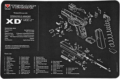 TekMat TEKR17XD Springfield Armory XD Cleaning Mat Springfield XD Parts Diagram 11