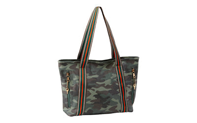 BULLDOG TOTE PURSE CAMO W/ STRIPES