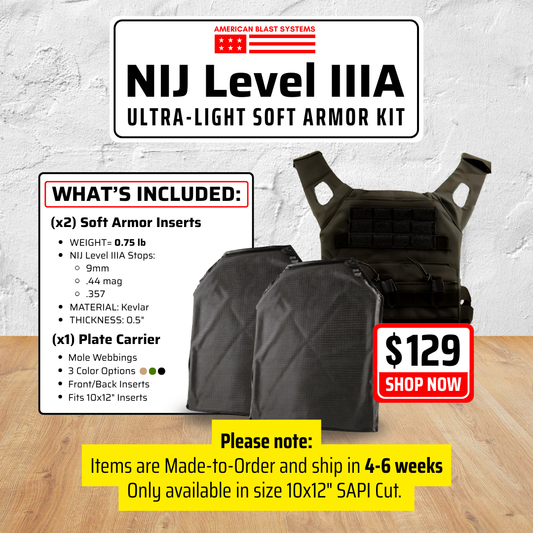 Level IIIA Soft Armor Insert + Plate Carrier Kit